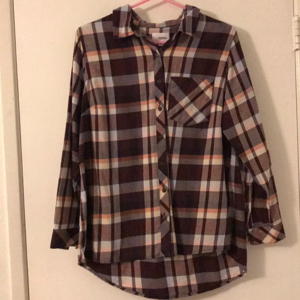 Sonoma • Plaid Long Sleeve Top